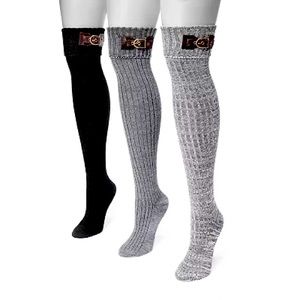 MUK LUKS (PK of 3) Over the Knee Socks with Buckle Detail